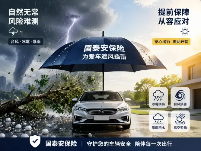 车险中的台风、冰雹等自然灾害风险，车辆遇到极端天气如何应对